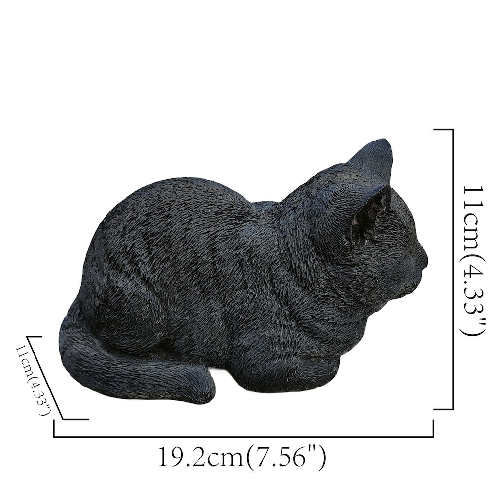 Serenity Snooze: Chic Black Polyresin Napping Cat Figurine. Picture 3