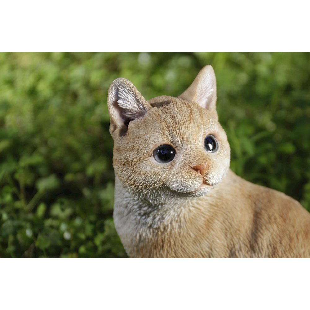 Ginger Cat Looking Back Garden Statue. Picture 4