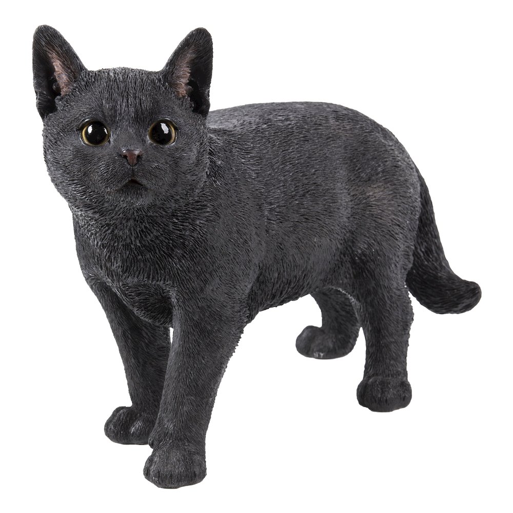 Black Cat Walking Looking Left Statue. Picture 2