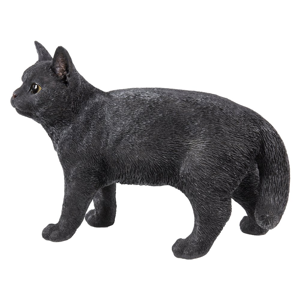 Black Cat Walking Looking Left Statue. Picture 1
