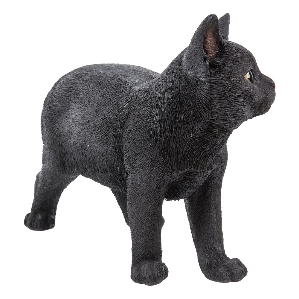 Black Cat Walking Looking Left Statue. Picture 4