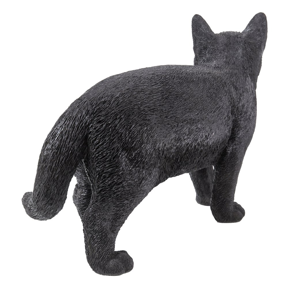 Black Cat Walking Looking Left Statue. Picture 3