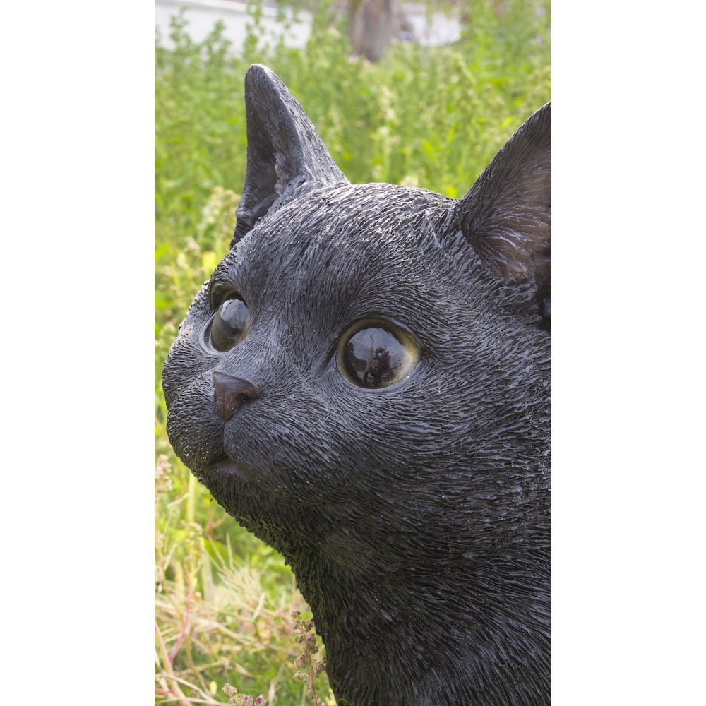 Black Cat Walking Looking Left Statue. Picture 5