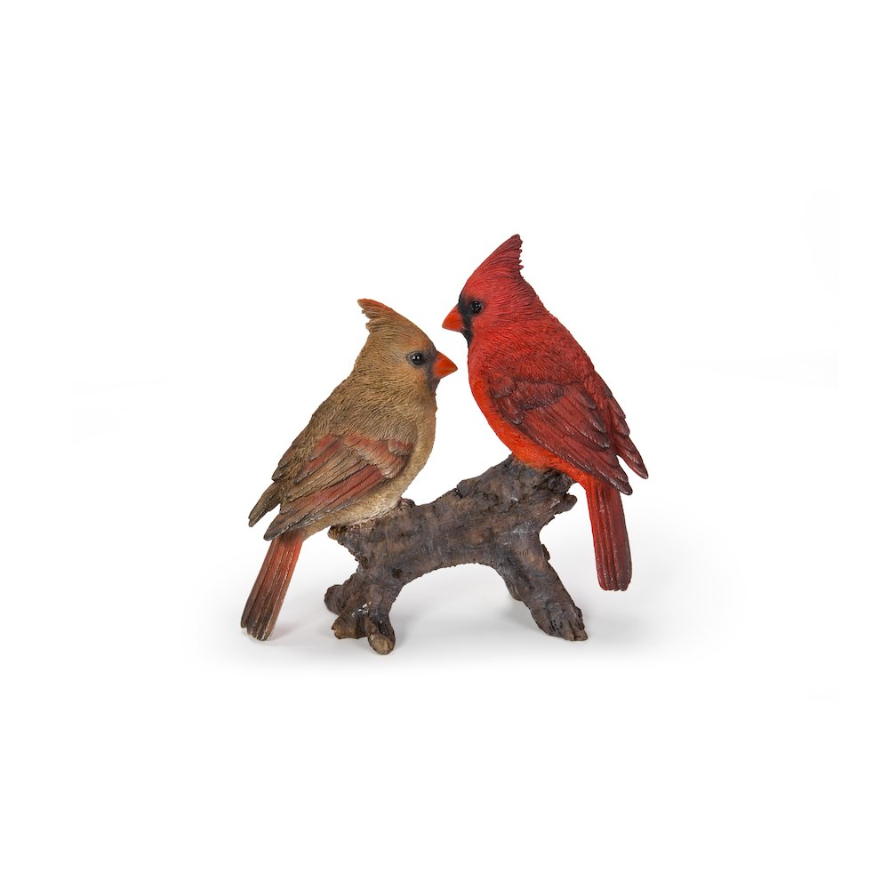 Cardinal Couple On Stump Garden Statue. Picture 2
