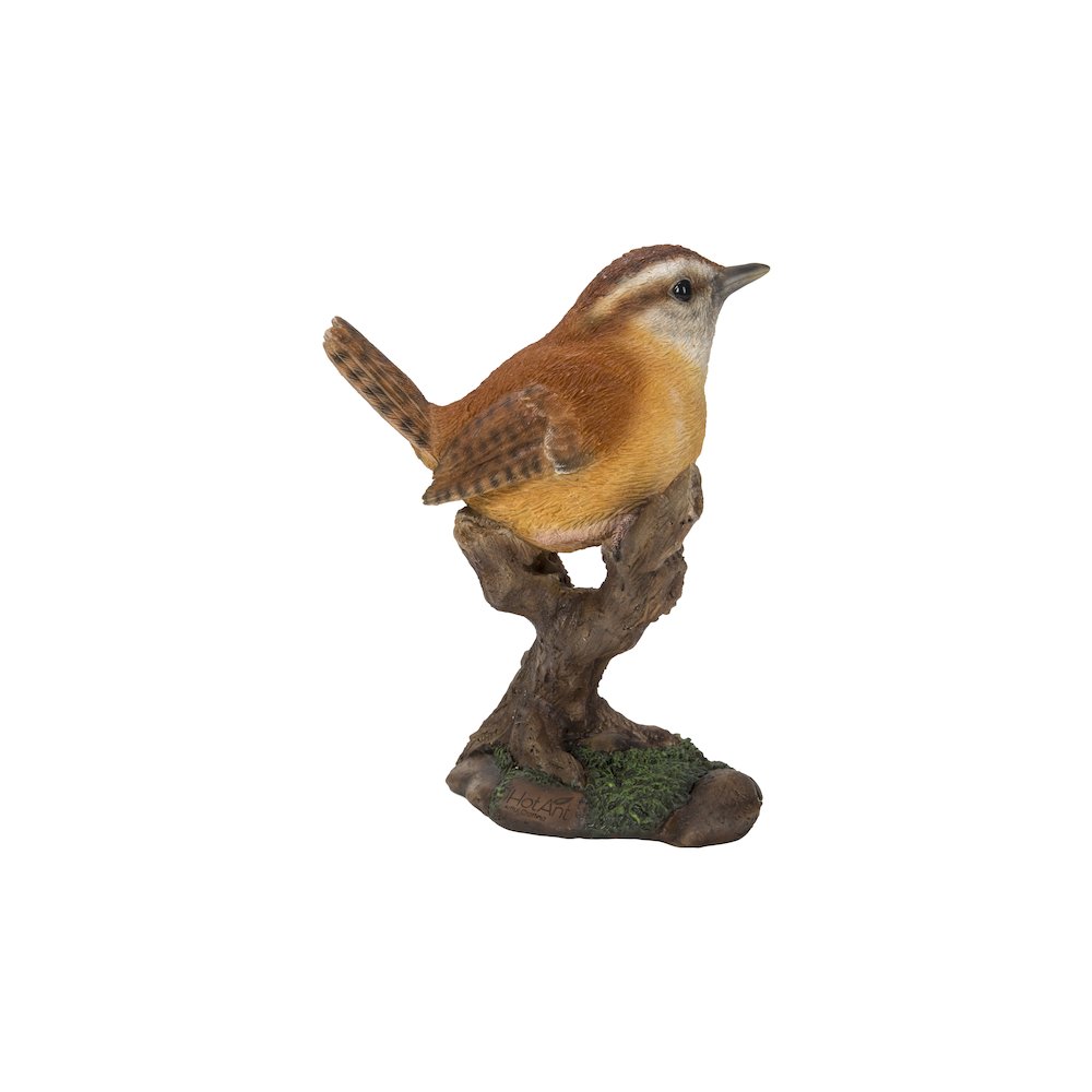 Carolina Wren On Stump Garden Statue. Picture 1