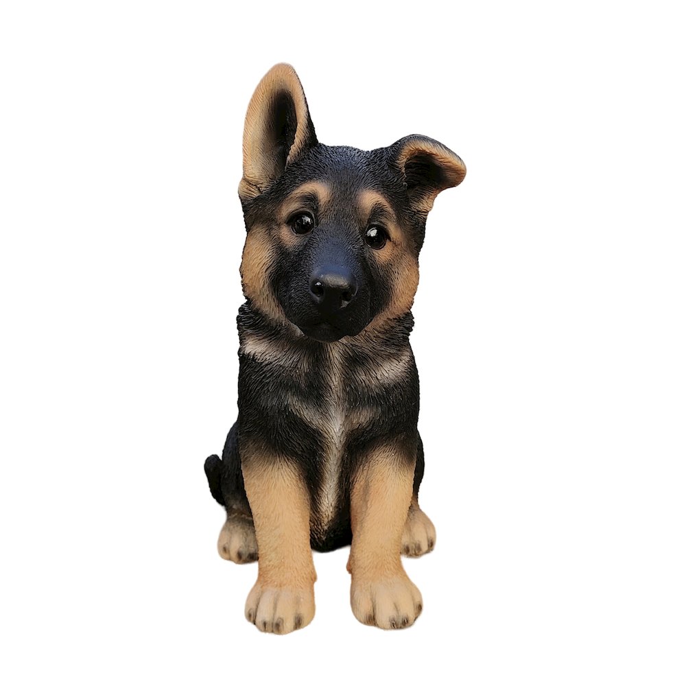 Adorable Shepherd Pup: Polyresin Figurine in Black and Brown. Picture 1