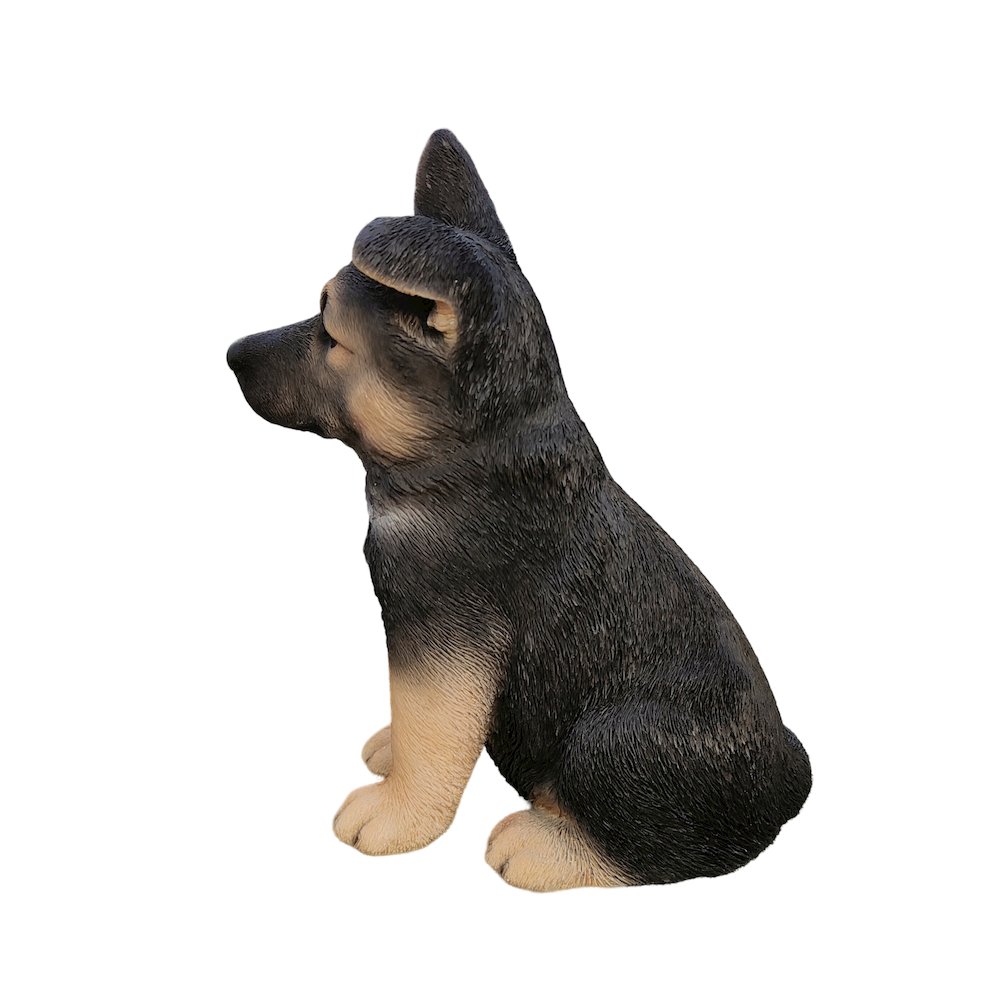 Adorable Shepherd Pup: Polyresin Figurine in Black and Brown. Picture 4