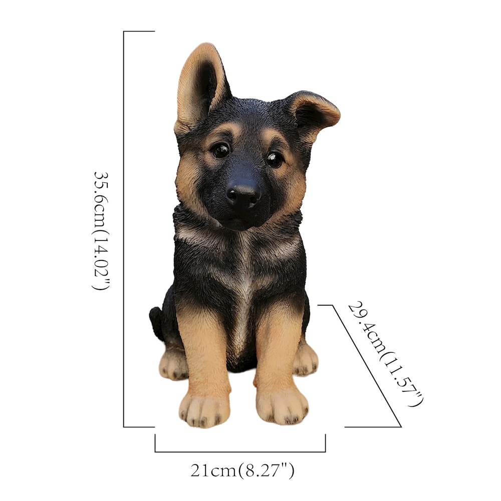 Adorable Shepherd Pup: Polyresin Figurine in Black and Brown. Picture 3