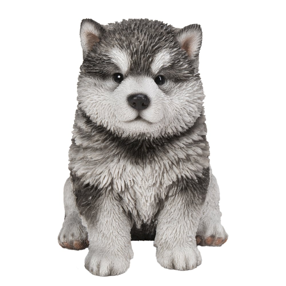 Malamute Puppy Sitting Statue. Picture 2