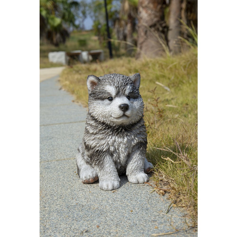 Malamute Puppy Sitting Statue. Picture 6