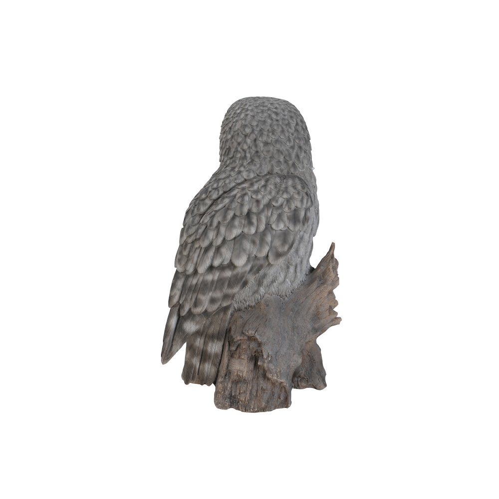Grey Owl On Stump Statue. Picture 4