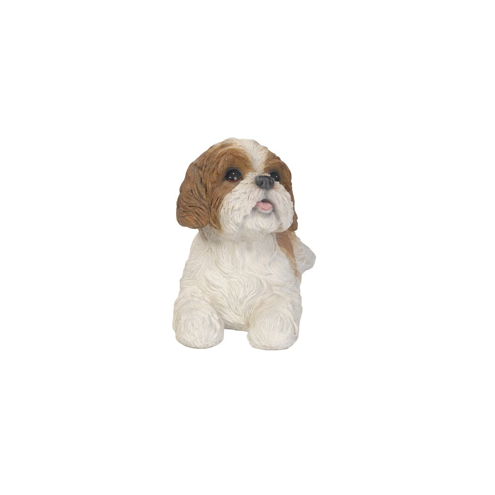 Shih Tzu Lying Down - Brown/White. Picture 1
