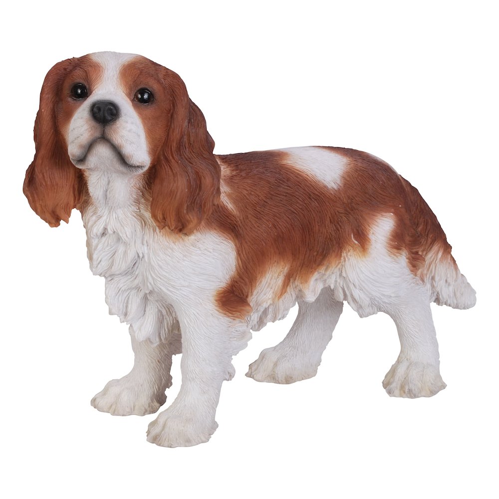Brown/White King Charles Spaniel Standing Statue. Picture 2