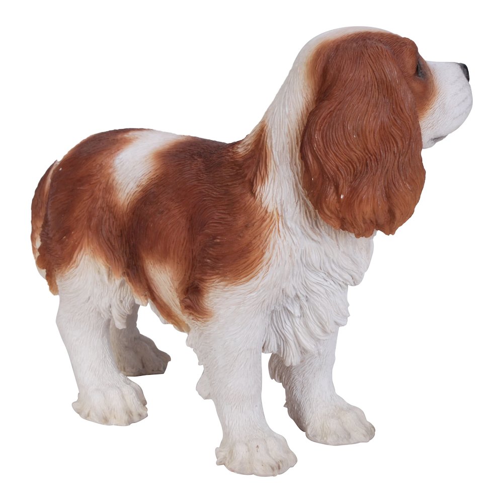 Brown/White King Charles Spaniel Standing Statue. Picture 5