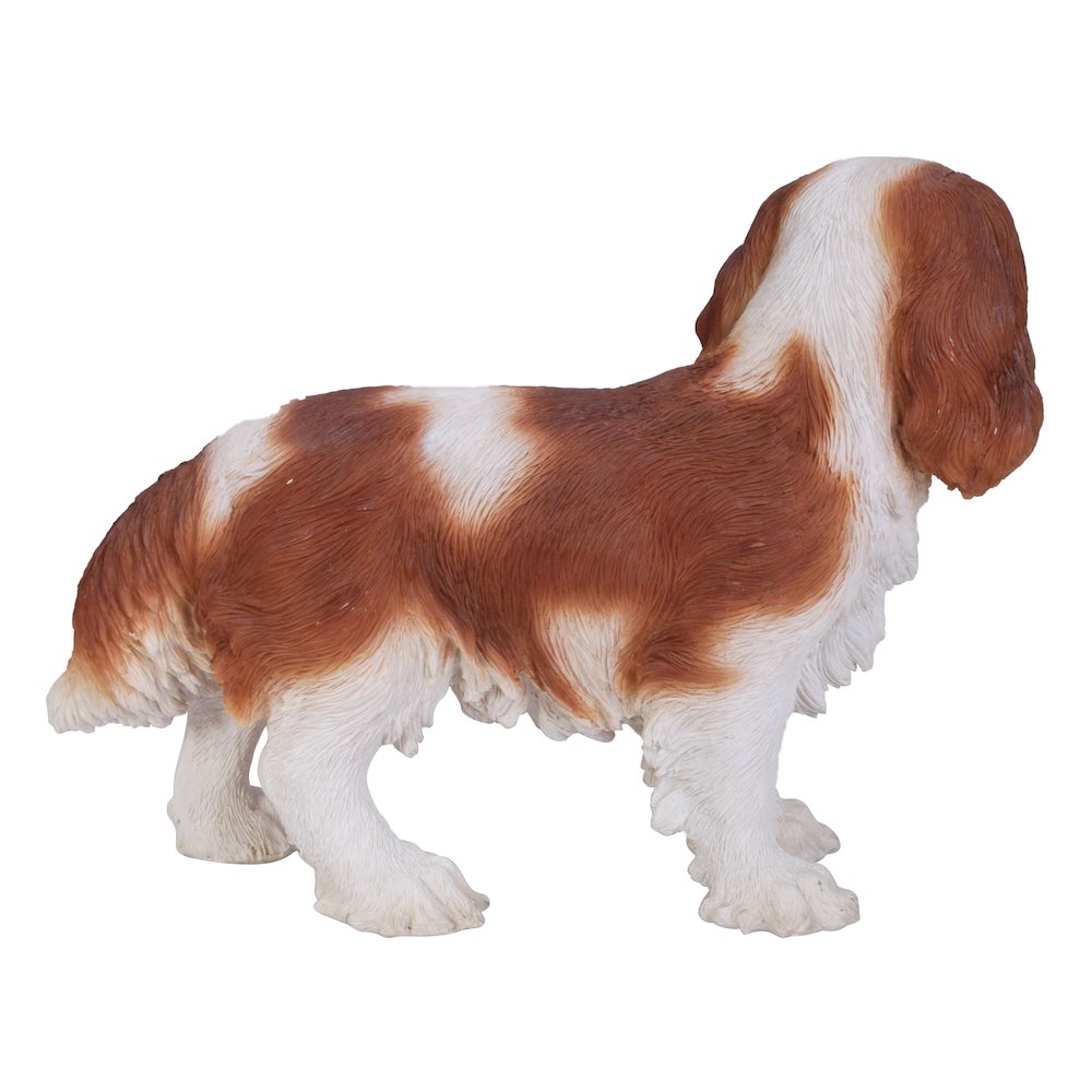 Brown/White King Charles Spaniel Standing Statue. Picture 3