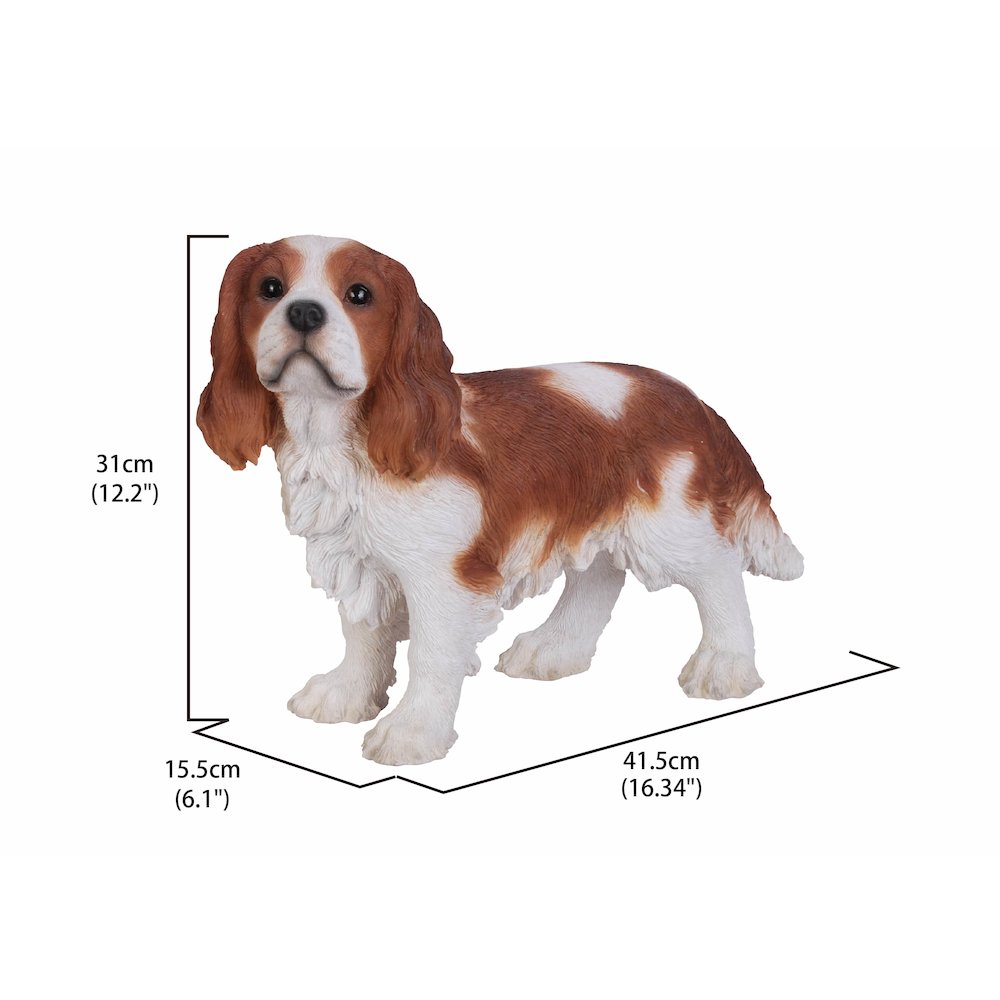 Brown/White King Charles Spaniel Standing Statue. Picture 4
