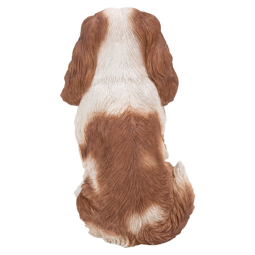 Brown/White King Charles Spaniel Sitting Statue. Picture 3
