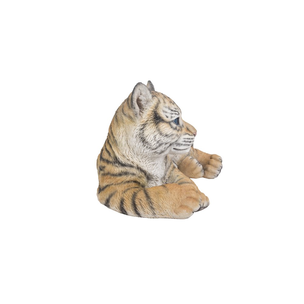 Baby Yellow Tiger Cub Laying Down Statue. Picture 1