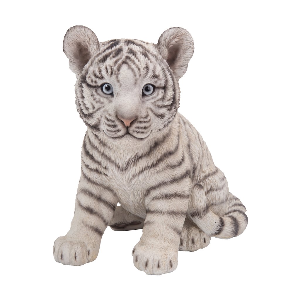 Sitting White Tiger Cub Statue. Picture 2