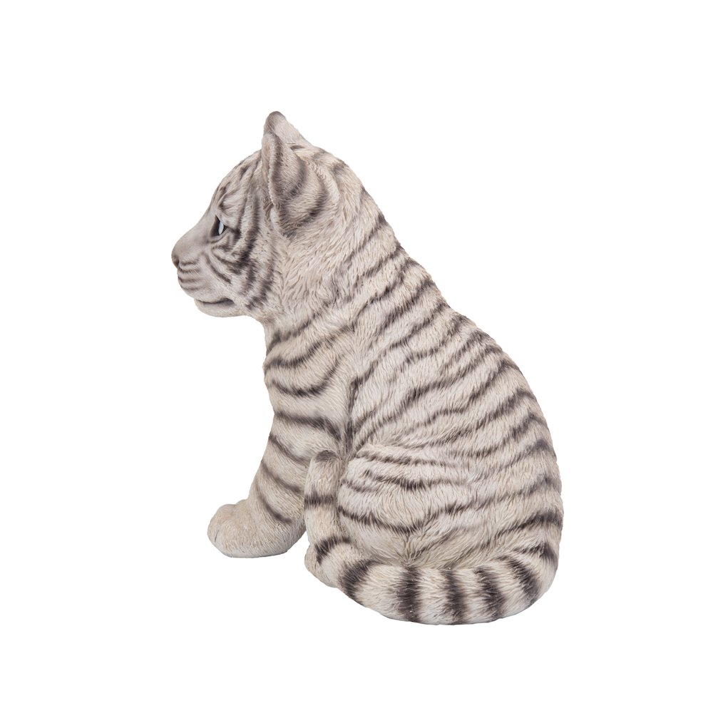 Sitting White Tiger Cub Statue. Picture 3