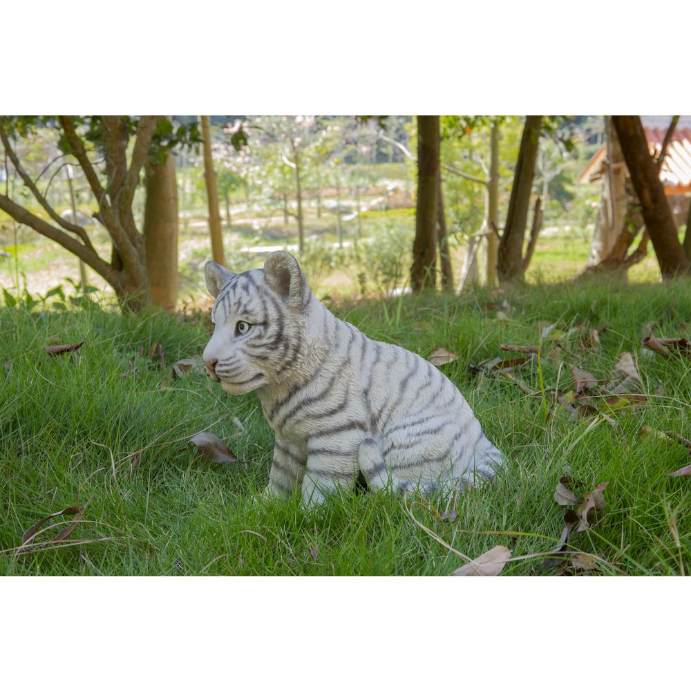 Sitting White Tiger Cub Statue. Picture 5