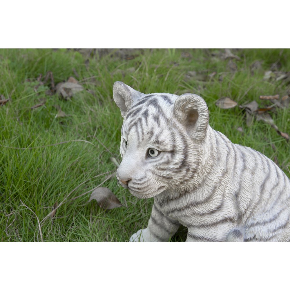 Sitting White Tiger Cub Statue. Picture 8