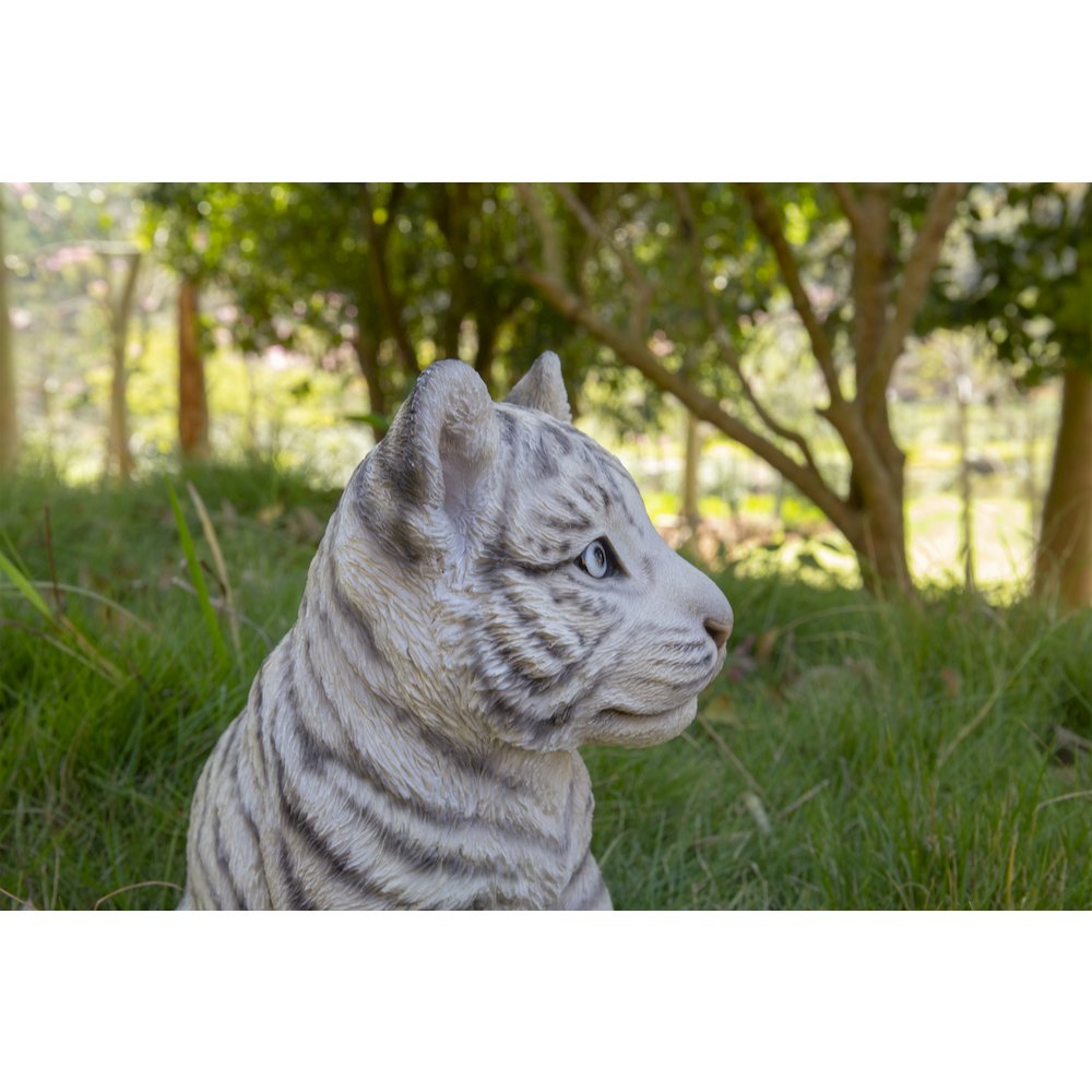 Sitting White Tiger Cub Statue. Picture 7