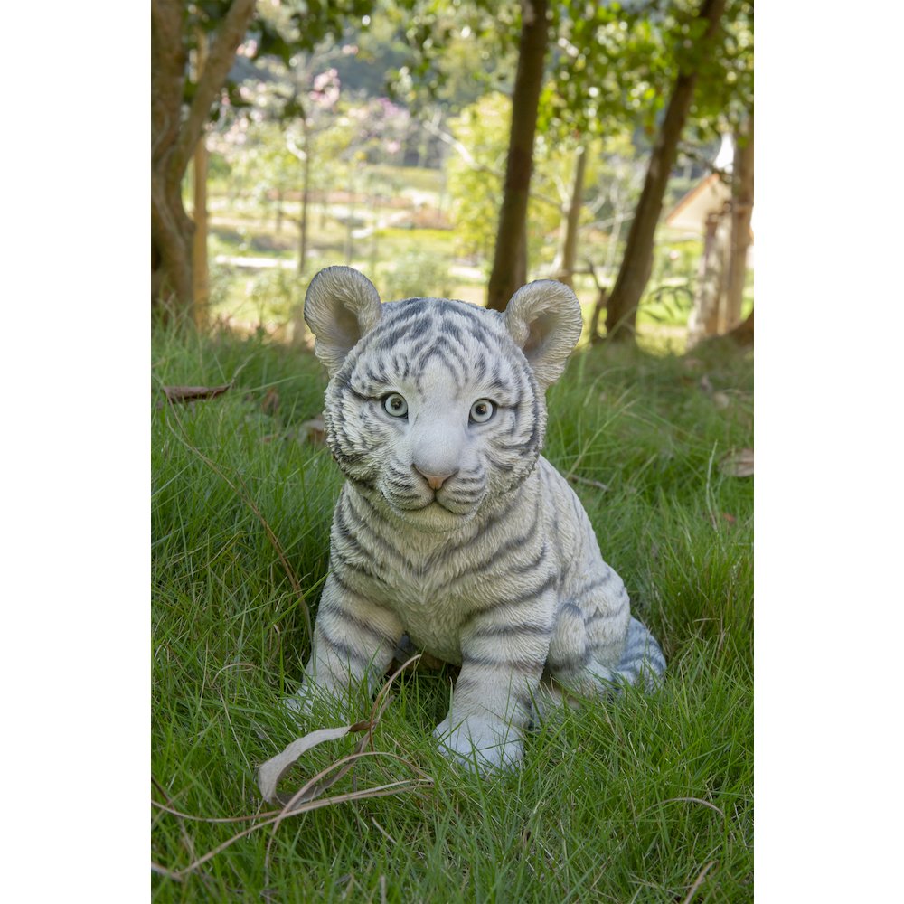 Sitting White Tiger Cub Statue. Picture 9