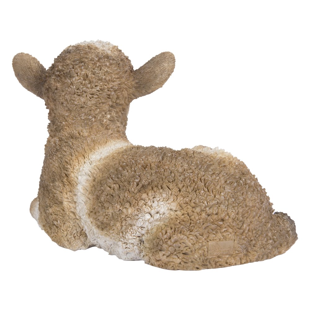 Small Brown & White Baby Lamb Lying Down. Picture 1