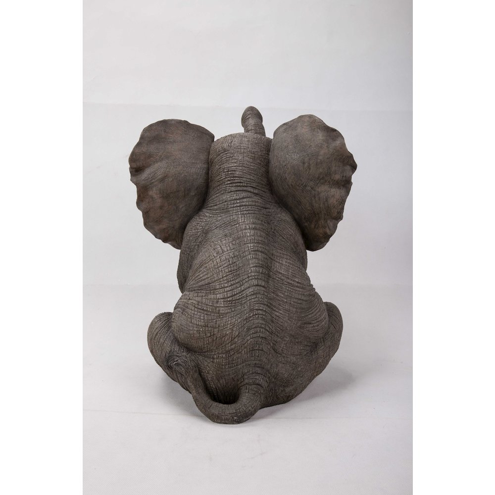 Elephant Baby Sitting W/Trunk Up Statue. Picture 3