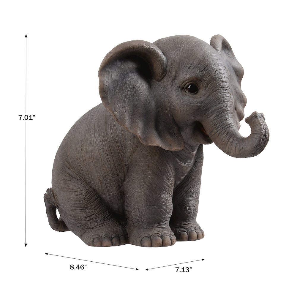 Sitting Baby Elephant W/Trunk Up. Picture 3
