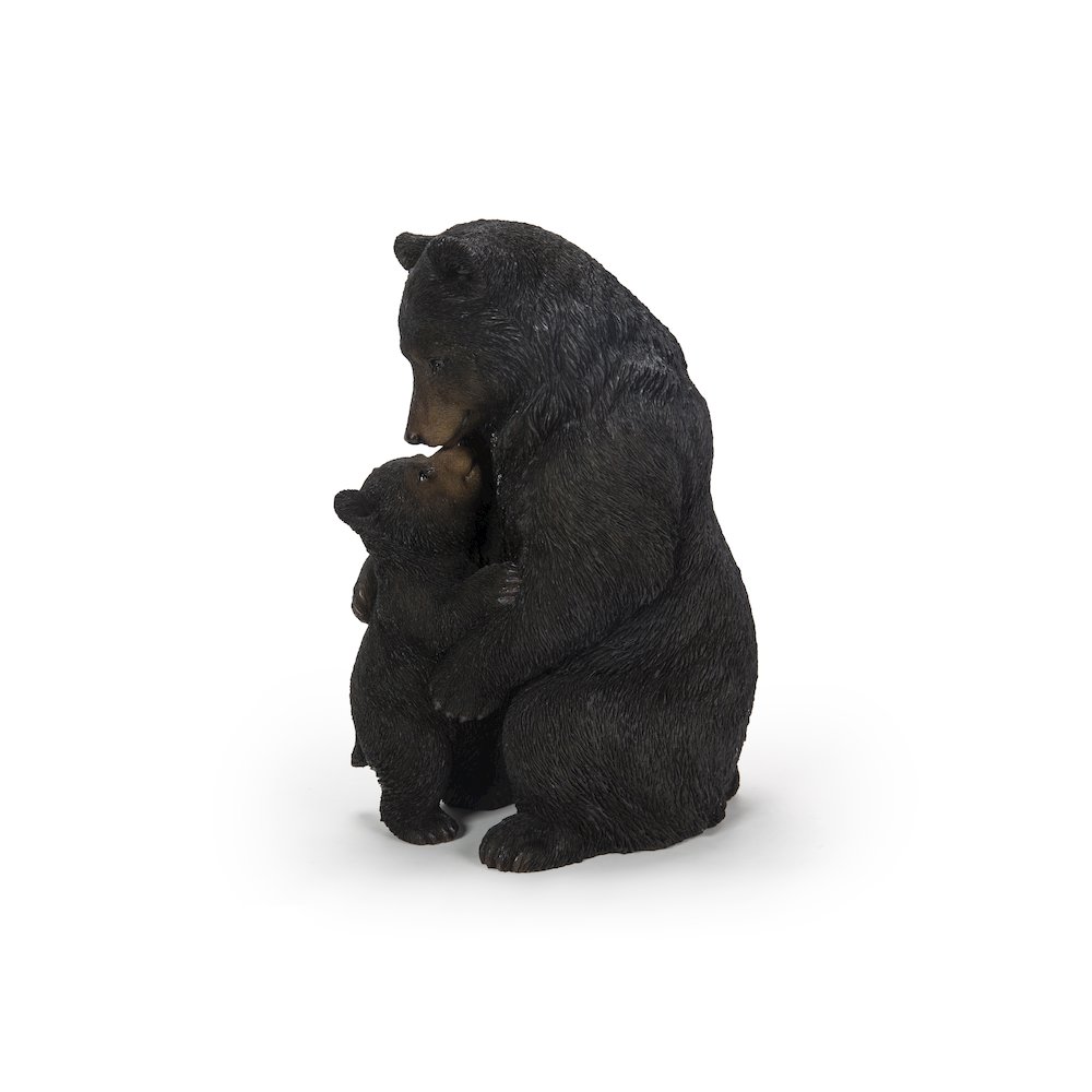 Cuddling Mother And Baby Bear Garden Statue - Black. Picture 2