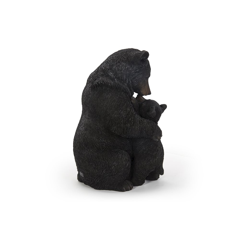 Cuddling Mother And Baby Bear Garden Statue - Black. Picture 1