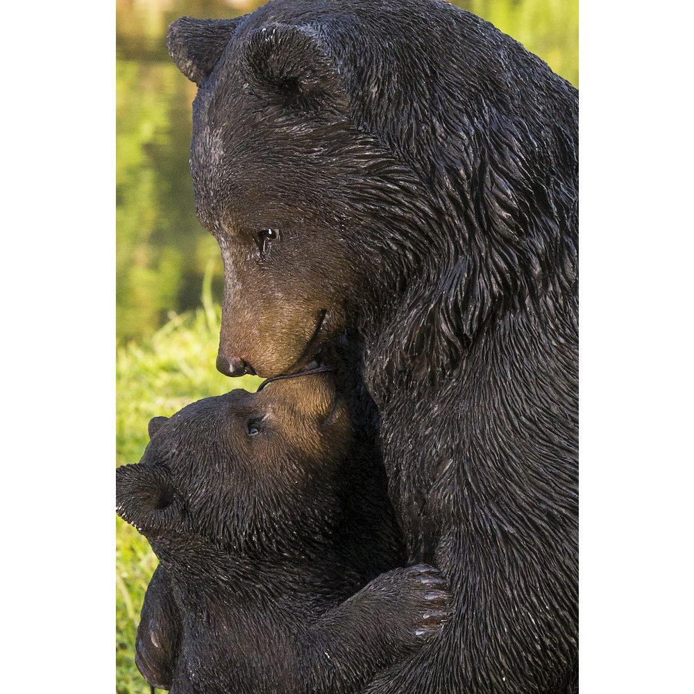 Cuddling Mother And Baby Bear Garden Statue - Black. Picture 4