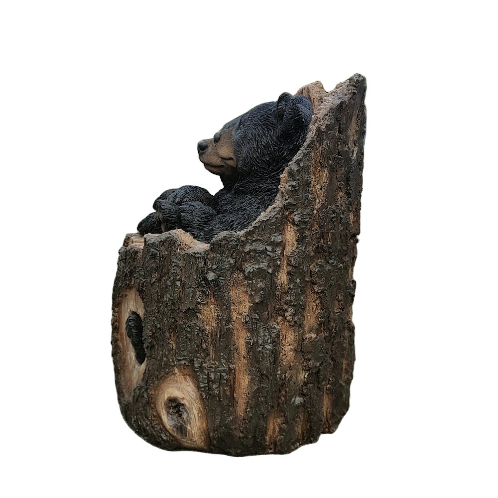 Stump Cubs Duo: Playful Polyresin Black Bear Figurine Set. Picture 4