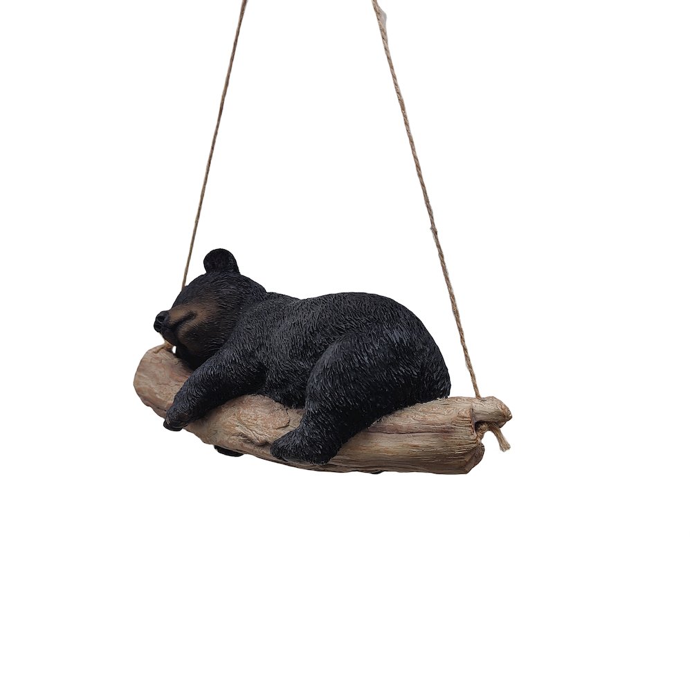 Suspended Cub Serenity: Striking Black Hanging Bear Polyresin Figurine. Picture 4