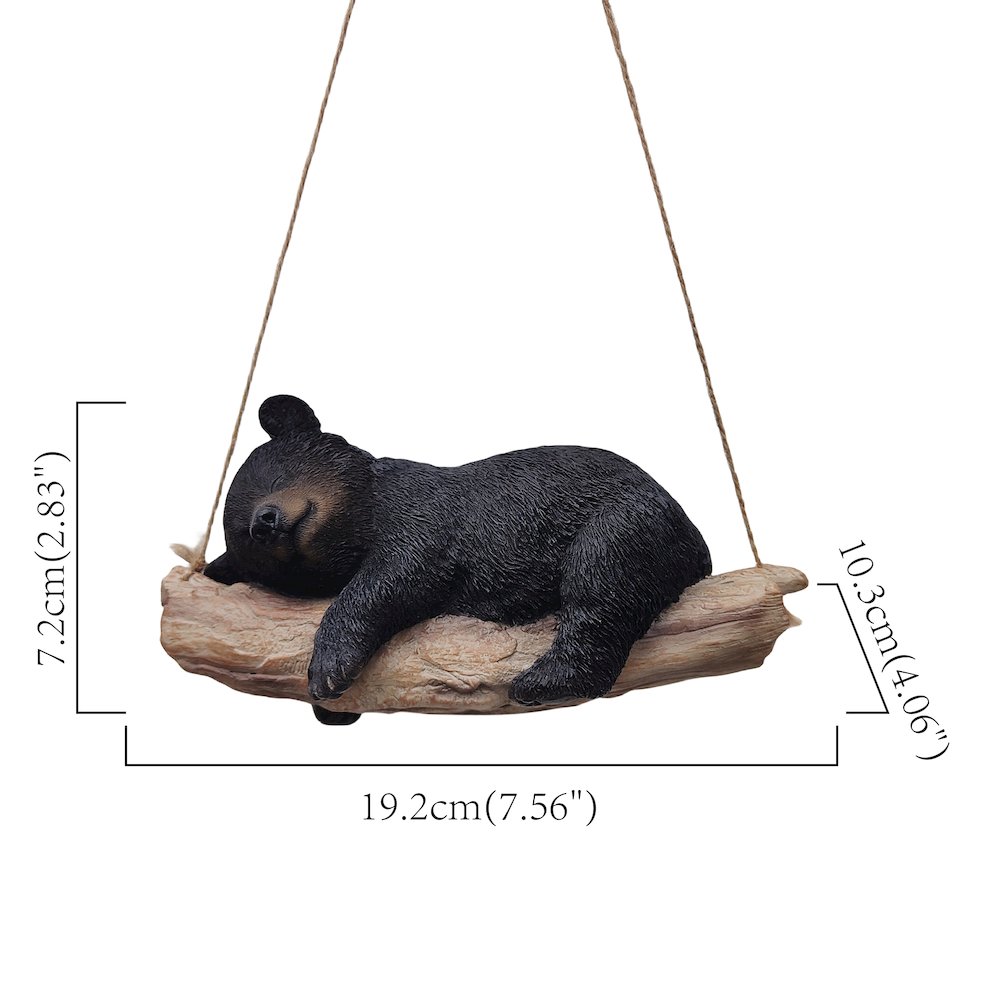 Suspended Cub Serenity: Striking Black Hanging Bear Polyresin Figurine. Picture 3