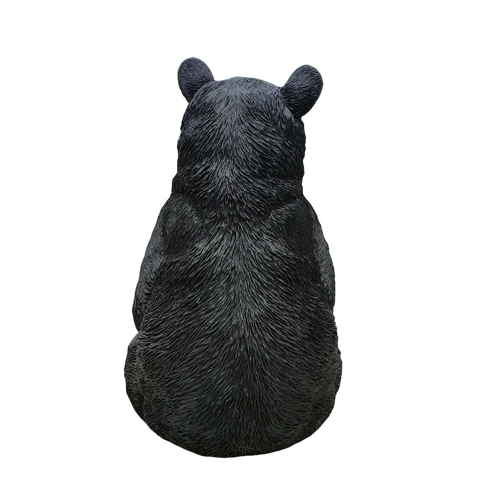 Onyx Guardian: Majestic Black Polyresin Sitting Bear Figurine. Picture 5