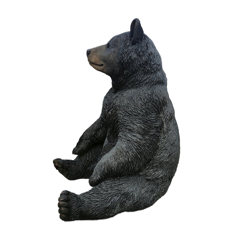 Onyx Guardian: Majestic Black Polyresin Sitting Bear Figurine. Picture 4