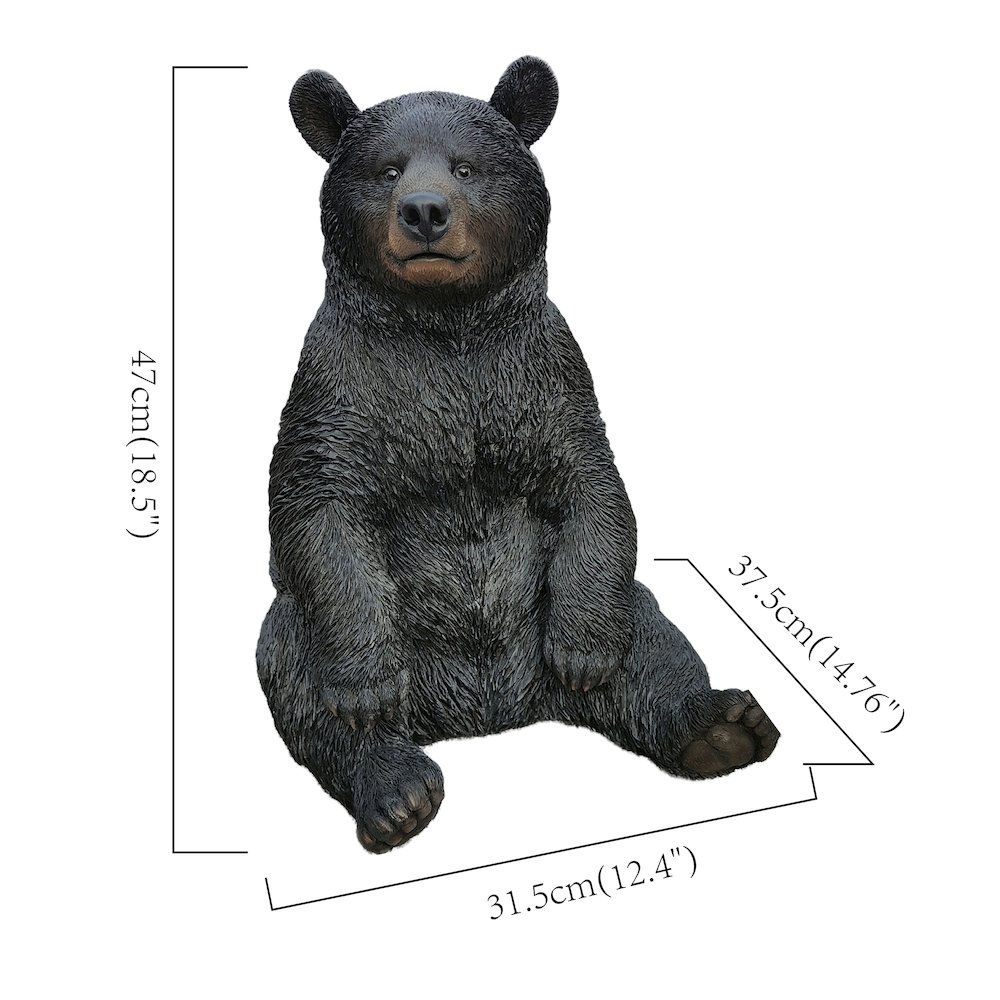 Onyx Guardian: Majestic Black Polyresin Sitting Bear Figurine. Picture 3