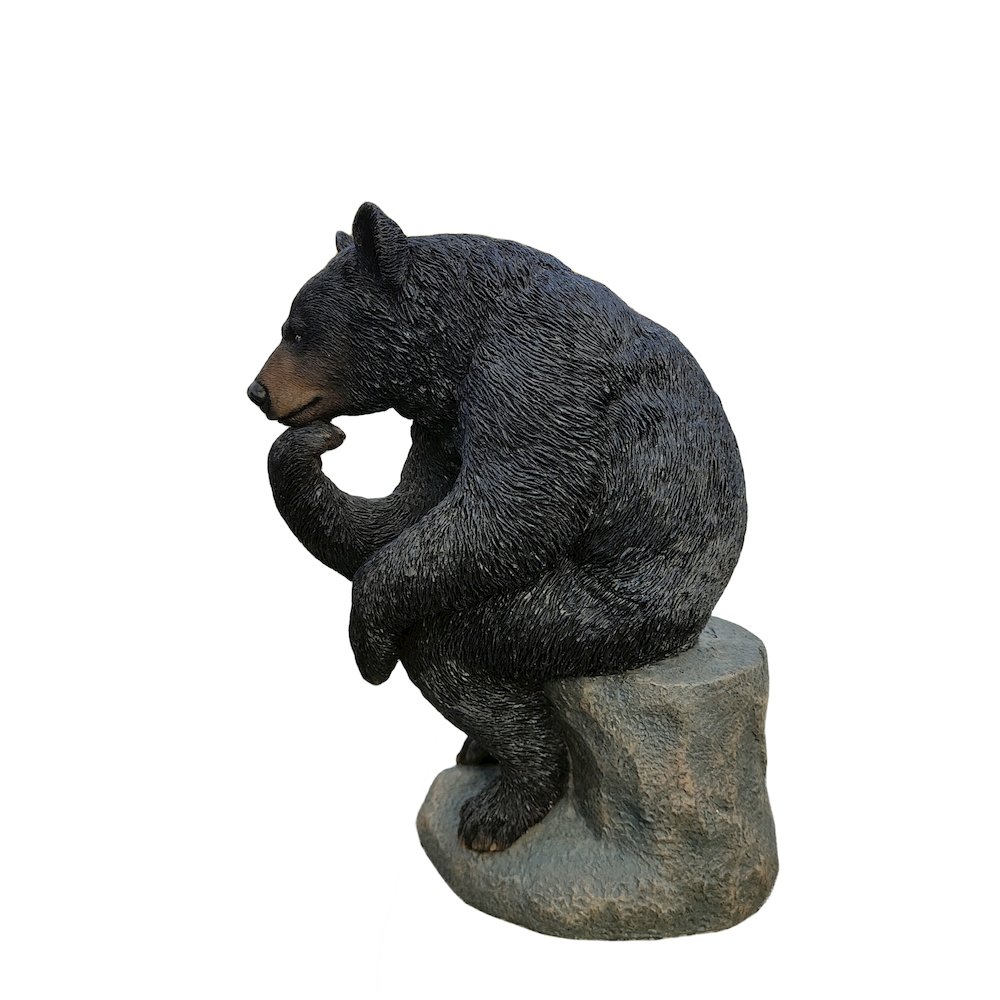 Onyx Contemplation: Intriguing Black Polyresin Thinking Bear Figurine. Picture 4