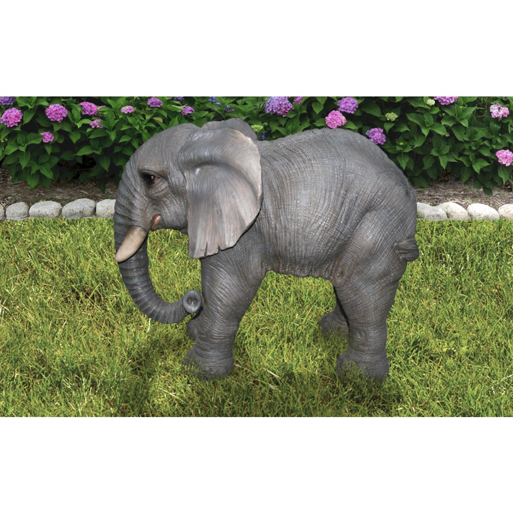 Elephant Standing W/Trunk Down Statue. Picture 4