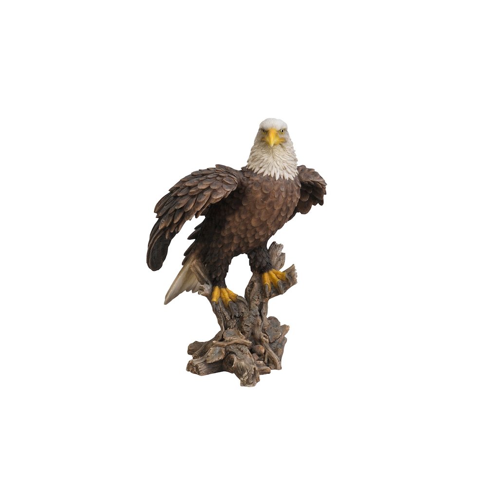 Bald Eagle On Stump W/Wings Out Statue. Picture 1