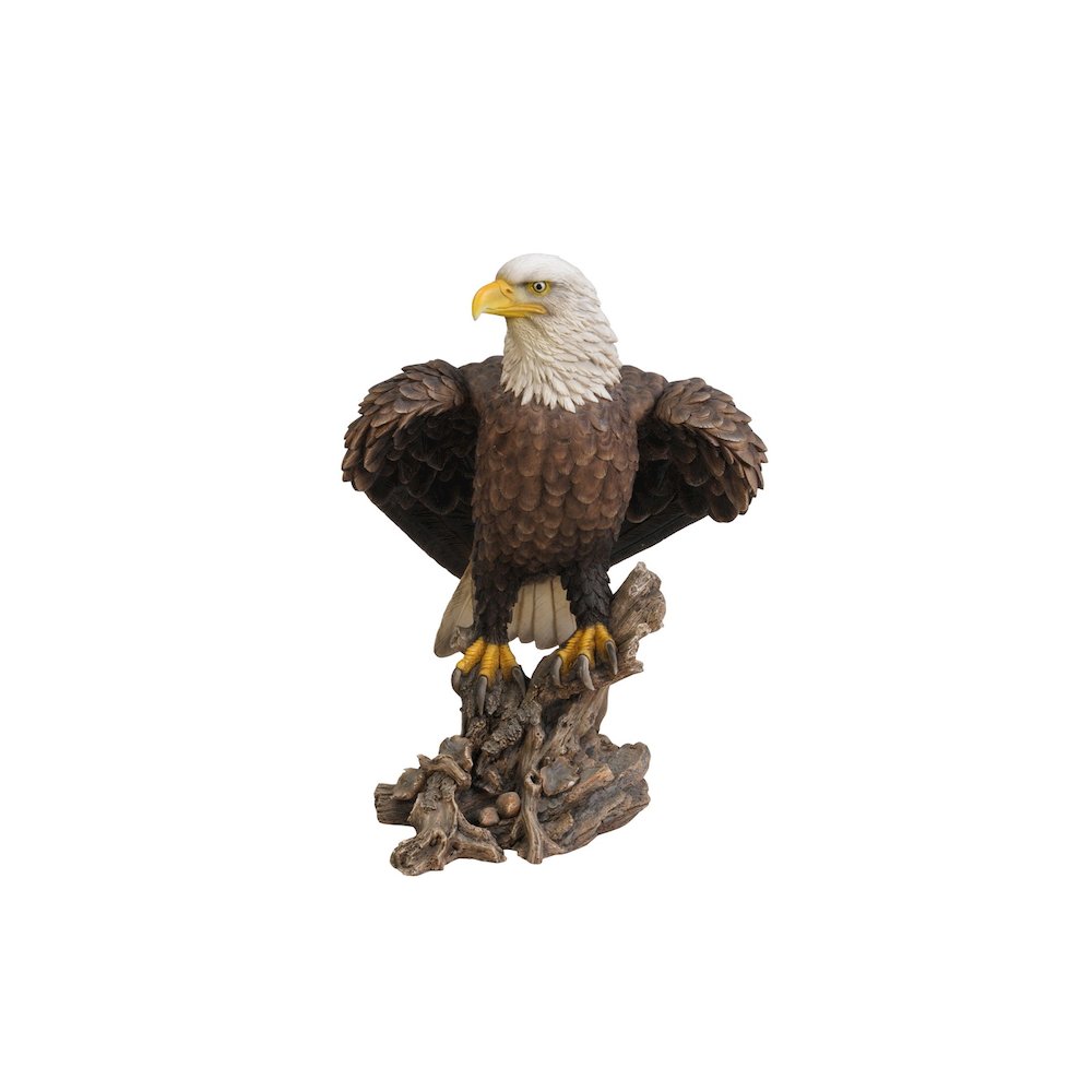 Bald Eagle On Stump W/Wings Out Statue. Picture 2