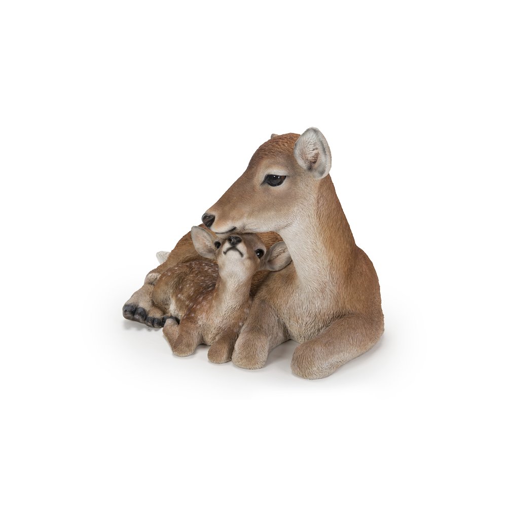 Cuddling Mother And Baby Deer Garden Statue. Picture 2