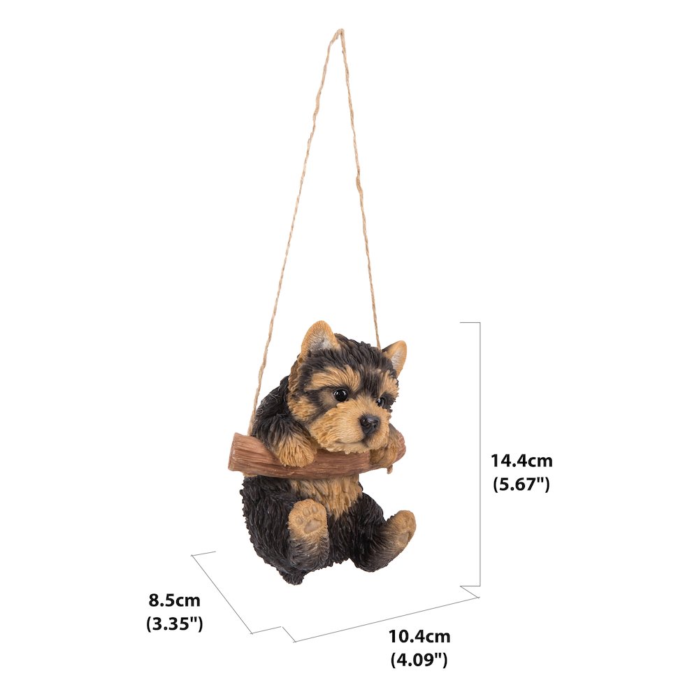 Hanging Yorkshire Terrier Puppy Statue. Picture 5