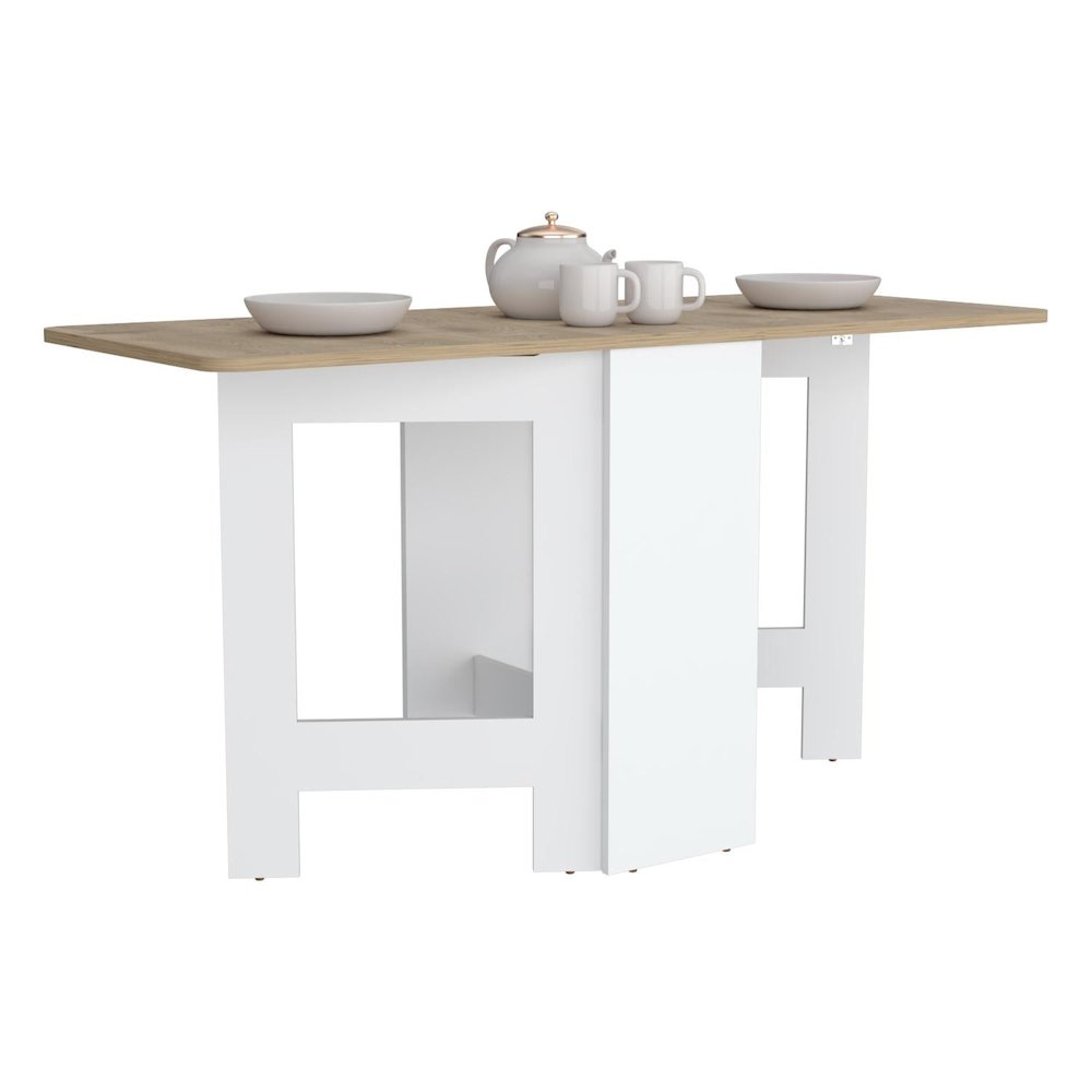 Gateleg Folding Table White / Macadamia MDF. Picture 2