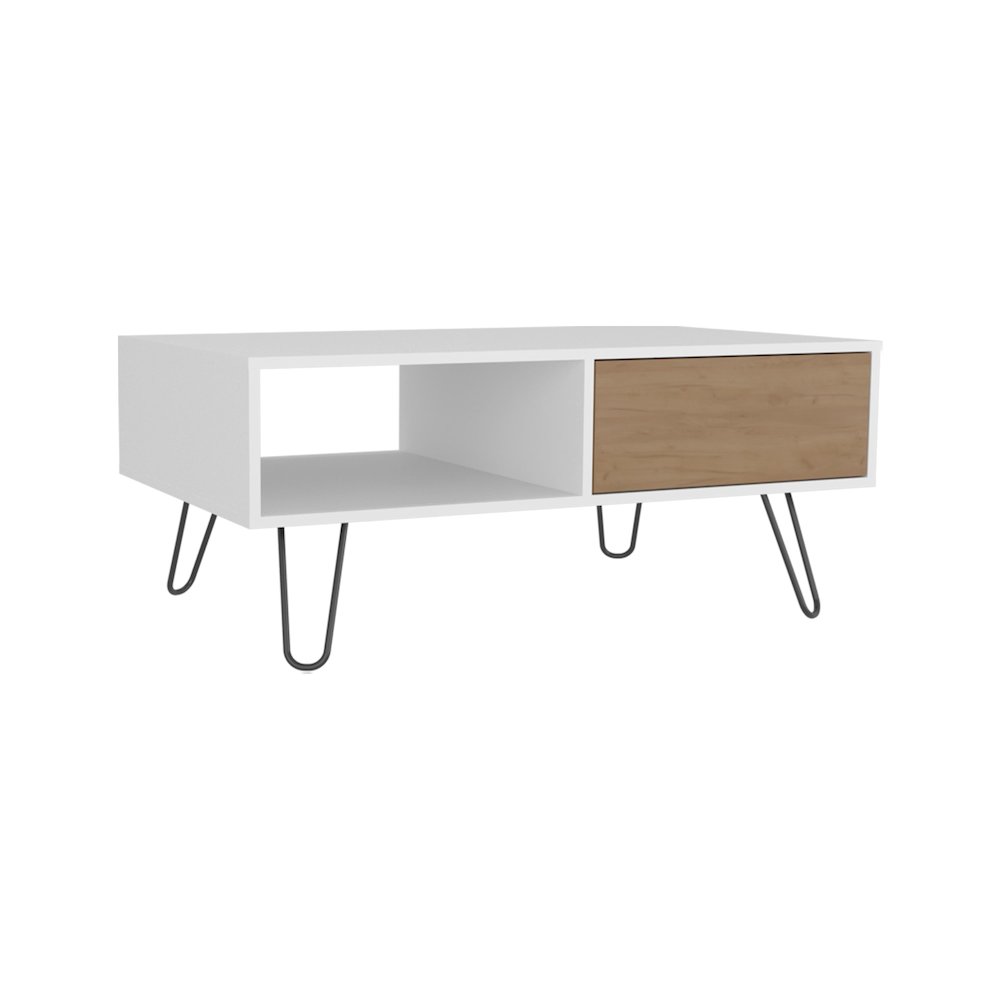 Tori Coffee Table Natural Oak - White MDF. Picture 1