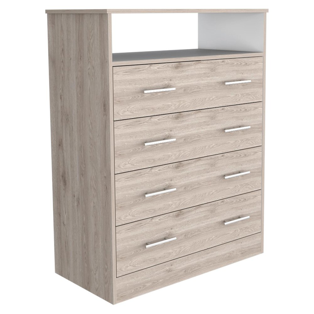 Peru Four Drawer Dresser Light Gray / White MDF. Picture 1
