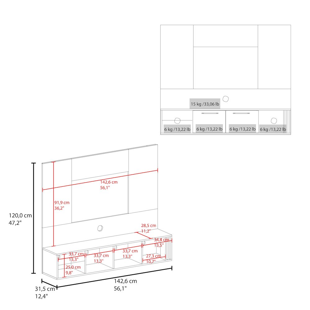 Vance Floating Entertainment Center Natural Oak - White MDF. Picture 1